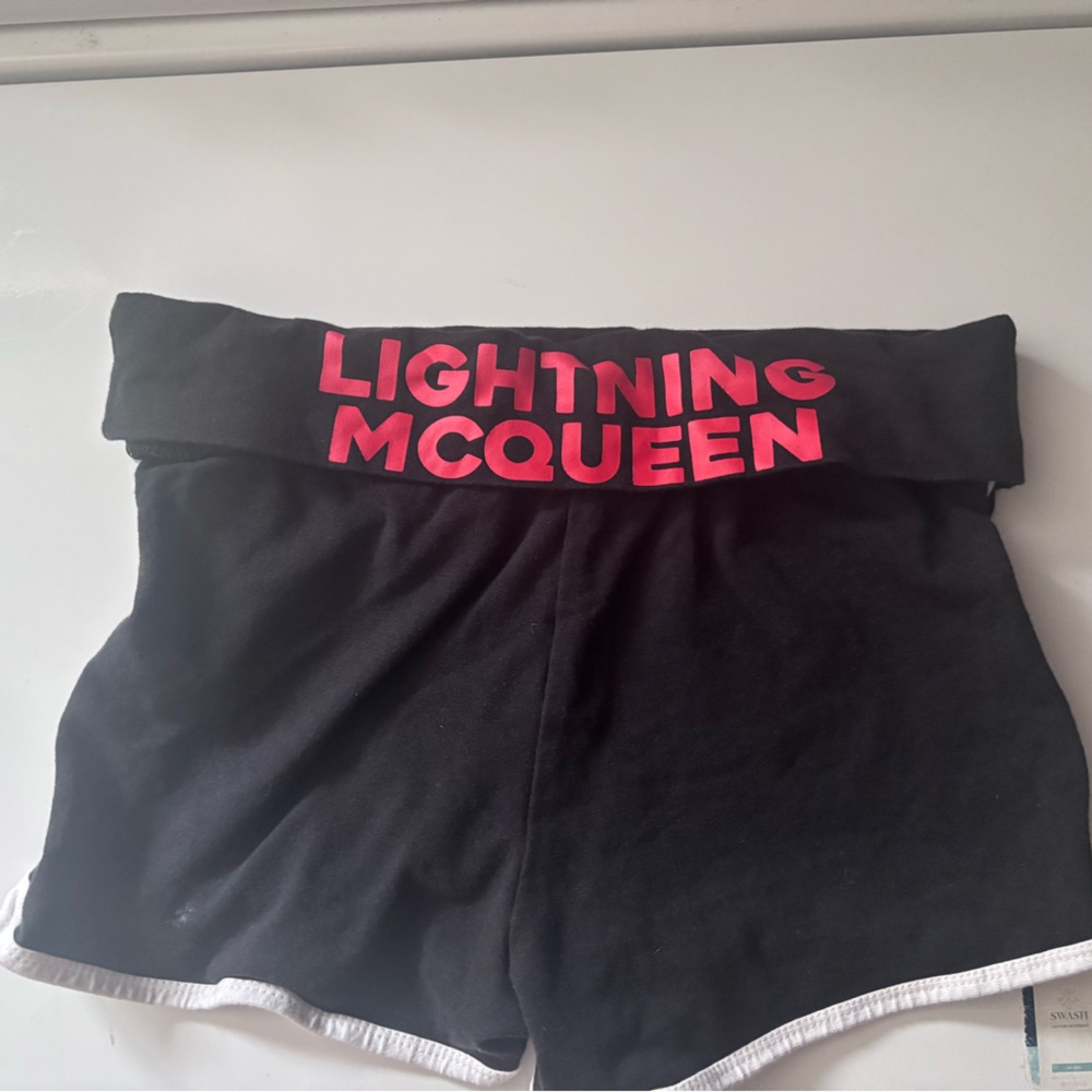 Lightning McQueen Black Lounge Shorts with Red Logo